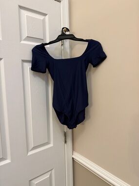 Women's Navy Scoop Neck Short Sleeve Bodysuit aerie